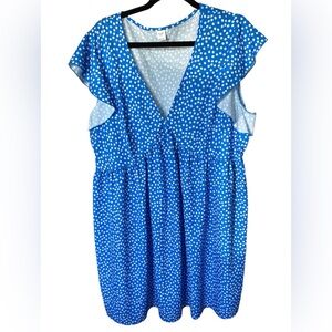Blue And White Daisy Flower Spring/Summer Dress